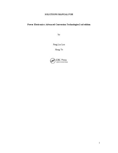 ﻿Power Electronics: Advanced Conversion Technologies (Solutions, Instructor Solution Manual) ویرایش دوم