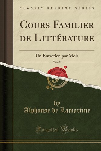 Cours Familier De Littérature - Volume 26