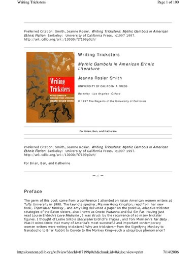 ﻿حیله‌گران نوشتن – گمبول‌های اسطوره‌ای در ادبیات قومی آمریکایی (مقاله): گمبول‌های اسطوره‌ای در داستان‌های قومی آمریکایی