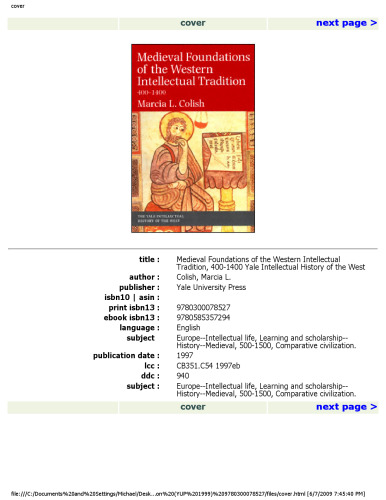 ﻿مبانی قرون وسطایی سنت فکری غرب (تاریخ فکری ییل غرب سه)