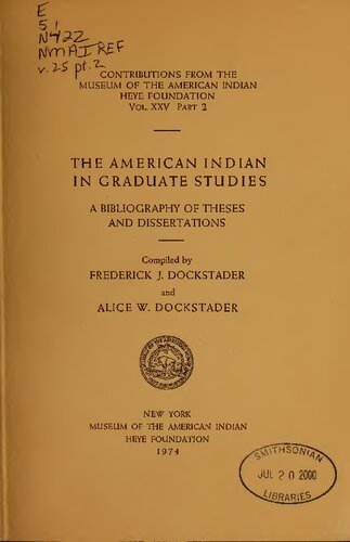 ﻿سرخپوستان آمریکایی در تحصیلات تکمیلی: کتابشناسی پایان نامه ها و پایان نامه ها