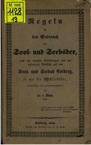 ﻿قوانین استفاده از سول و استراحتگاه های ساحلی، بر اساس آخرین تجربه و با در نظر گرفتن خاص برای استراحتگاه سول و ساحلی کولبرگ و همچنین استراحتگاه های دریای بالتیک