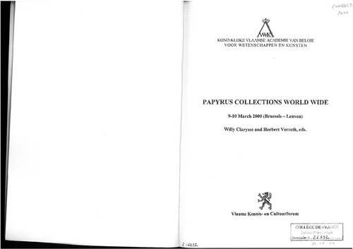 ﻿مجموعه‌های پاپیروس در سراسر جهان: 9-10 مارس 2000 (بروکسل - لوون)