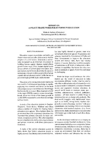 ﻿گزارشی در مورد چارچوب سیاست اصلاحات در آموزش و پرورش