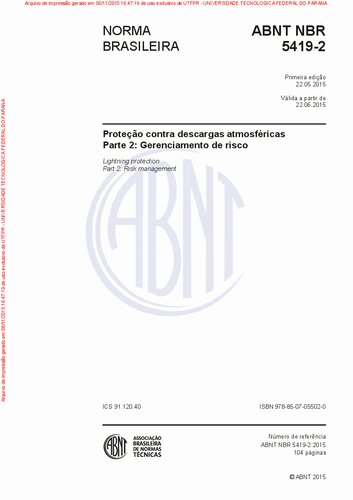 ﻿ABNT NBR 5419-2 حفاظت در برابر تخلیه های جوی قسمت 2: مدیریت ریسک