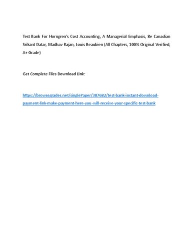 ﻿حسابداری بهای تمام شده بانک تست هورنگرن، تاکید مدیریتی