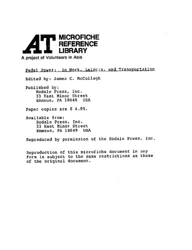 ﻿قدرت پدال در کار، اوقات فراغت و حمل و نقل