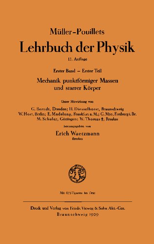 ﻿کتاب درسی فیزیک مولر پویه - جلد اول، قسمت 1: مکانیک توده های نقطه ای و اجسام صلب