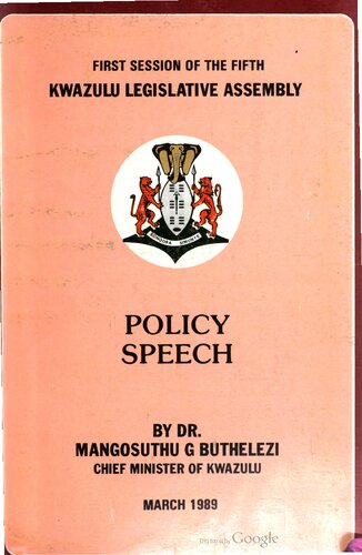 ﻿اولین جلسه پنجمین مجلس قانونگذاری کوازولو. سخنرانی سیاست
