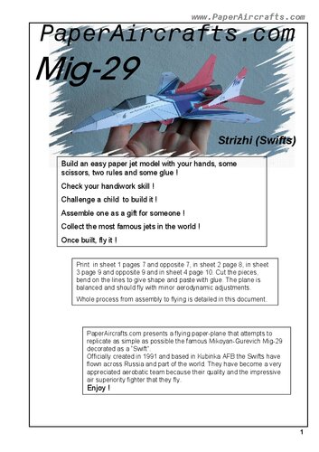 ﻿PaperAircrafts.com Mig-29