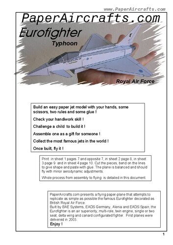﻿PaperAircrafts.com Eurofighter Typhoon RAF