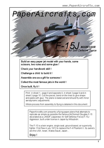 ﻿PaperAircrafts.com F-15J JASDF