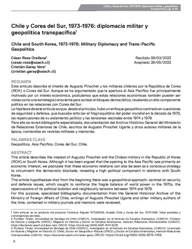 ﻿شیلی و کره جنوبی، 1973-1976: دیپلماسی نظامی و ژئوپلیتیک اقیانوس آرام