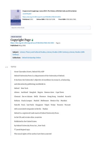 ﻿تصورات بی‌حکومت: تاریخ هند بریتانیا و شرق‌شناسی جیمز میل