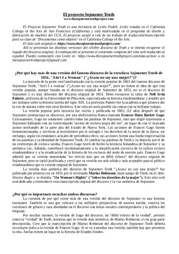 ﻿پروژه حقیقت Sojourner به زبان اسپانیایی (پروژه حقیقت Sojourner)