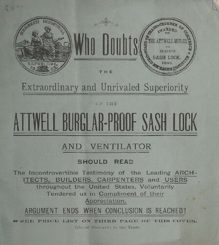 ﻿کاتالوگ شرکت تولیدی Attwell 1883