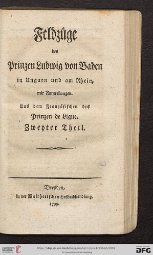﻿مبارزات شاهزاده لودویگ بادن در مجارستان و در رود راین، همراه با یادداشت
