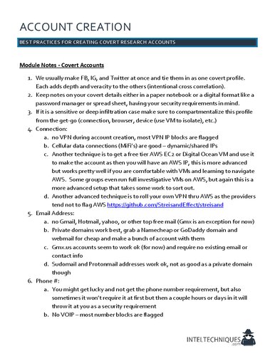 ﻿ایجاد حساب کاربری IntelTechniques