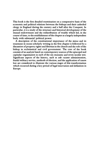 ﻿اسقف و فصل در انگلستان قرن دوازدهم: مطالعه ای در مورد 