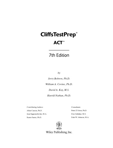 CliffsTestPrep ACT (Cliffs Prep ACT Test)