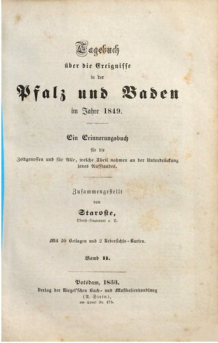 ﻿دفتر خاطرات در مورد وقایع در فلات و بادن در سال 1849