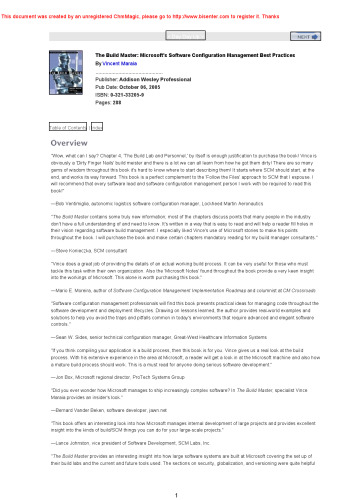 The Build Master: بهترین روش های مدیریت پیکربندی نرم افزار مایکروسافت