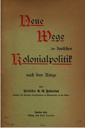 ﻿مسیرهای جدید در سیاست استعماری آلمان پس از جنگ