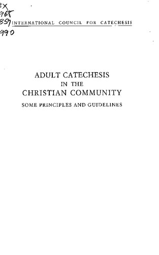 ﻿تعلیمی بزرگسالان در جامعه مسیحی. برخی از اصول و دستورالعمل ها