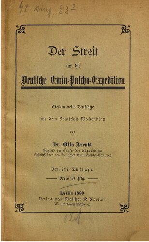 ﻿اختلاف بر سر لشکرکشی امین پاشا؛ مقالات جمع آوری شده از Deutsches Wochenblatt