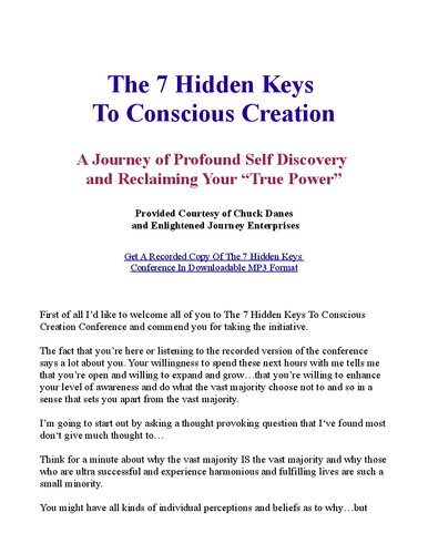 ﻿7 کلید پنهان برای آفرینش آگاهانه: سفری برای کشف عمیق خود و بازیابی 