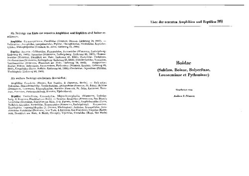 ﻿Boidae (Subfam. Boinae, Bolyeriinae, Loxoceminae et Pythoninae)