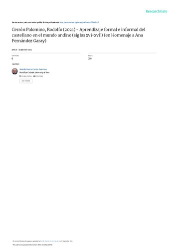 ﻿یادگیری رسمی و غیر رسمی اسپانیایی در دنیای آند (قرن 16-17)