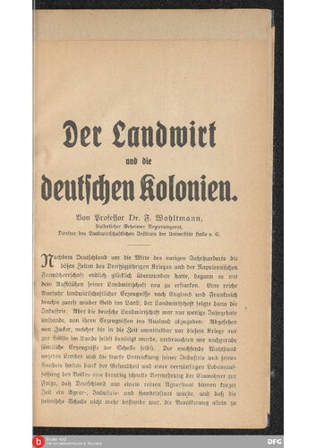 ﻿کشاورز و مستعمرات آلمان