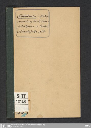 ﻿استفاده از شیر از طریق تولید پنیر در آلمان جنوب غربی آفریقا