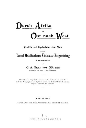 ﻿از طریق آفریقا از شرق به غرب: نتایج و رویدادهای سفر از سواحل آفریقای شرقی آلمان تا دهانه کنگو در 1893/94