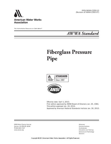 ﻿لوله فشار فایبرگلاس ANSI AWWA C950-13