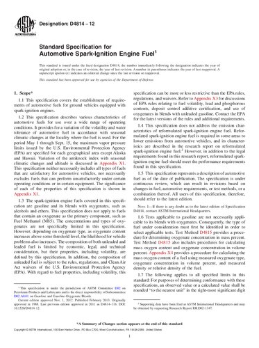 ﻿مشخصات استاندارد ASTM D4814-12 برای سوخت موتور جرقه زنی خودرو