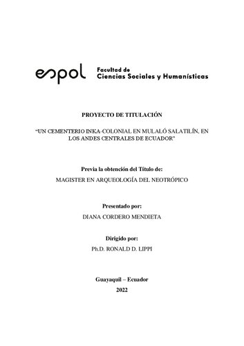 ﻿گورستان اینکا-استعماری در مولاتو سالاتیلین، در مرکز آند اکوادور
