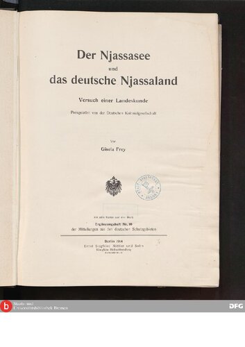 ﻿دریاچه Njassa و Njassaland آلمان: تلاشی برای مطالعات منطقه ای