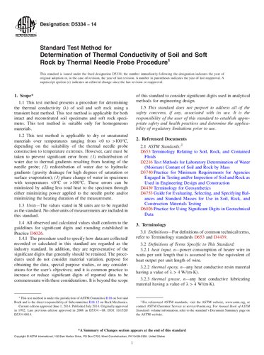 ﻿روش تست استاندارد ASTM D5334-14 برای تعیین رسانایی حرارتی خاک و سنگ نرم با روش پروب سوزنی حرارتی
