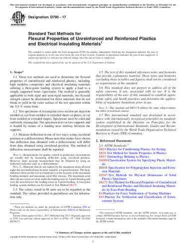 ﻿ASTM D790-17 خواص خمشی پلاستیک های تقویت نشده و تقویت نشده و مواد عایق الکتریکی