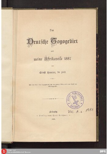 ﻿منطقه توگو آلمان و سفر من به آفریقا در سال 1887