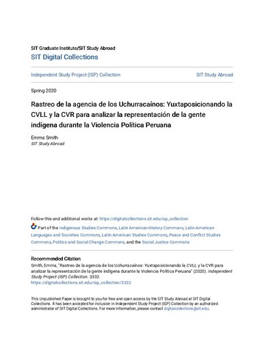 ﻿پیگیری آژانس Uchurracaínos [sic]: مخلوط کردن [sic] CVLL (کمیسیون وارگاس لوسا) و CVR (کمیسیون حقیقت و آشتی) برای تجزیه و تحلیل بازنمایی مردم بومی در طی خشونت سیاسی پروو