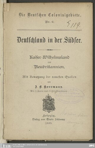 ﻿آلمان در دریاهای جنوب قیصر ویلهلمسلند و بریتانیای جدید