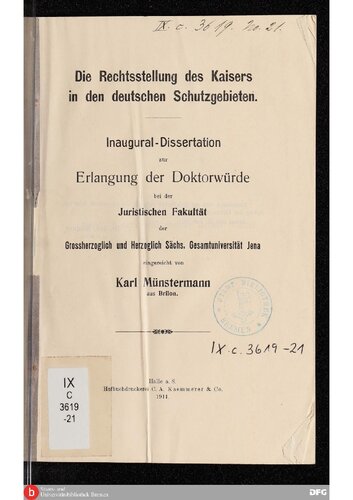 ﻿وضعیت حقوقی امپراتور در مناطق حفاظت شده آلمان