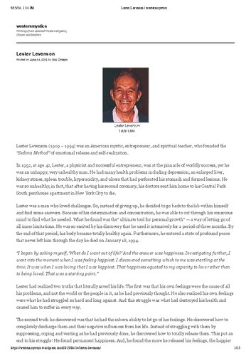 ﻿داستان لستر لونسون از تحقق خود (روش سدونا)