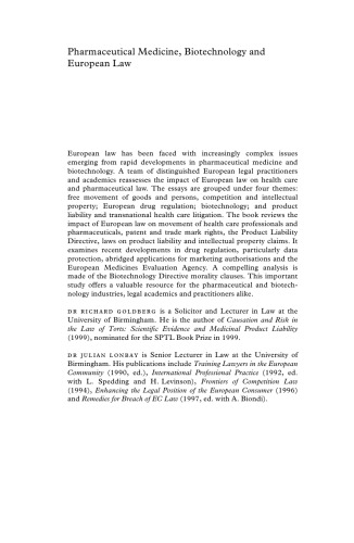 ﻿پزشکی دارویی، بیوتکنولوژی و حقوق اروپا