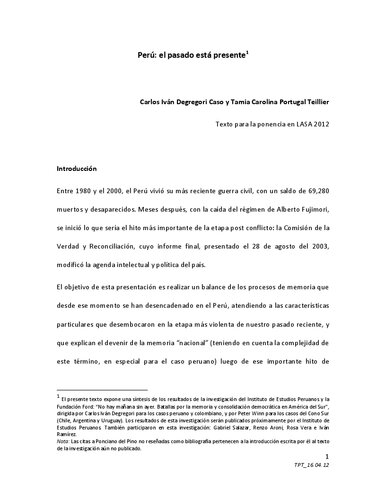 ﻿پرو: گذشته حال است