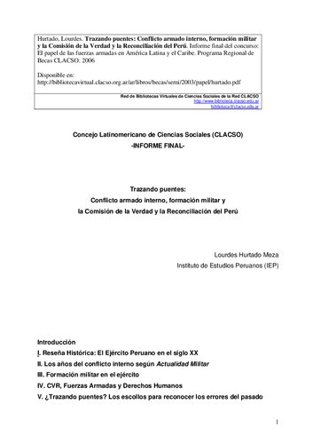 ﻿ساخت پل ها: درگیری های مسلحانه داخلی، آموزش نظامی، و کمیسیون حقیقت و آشتی پرو