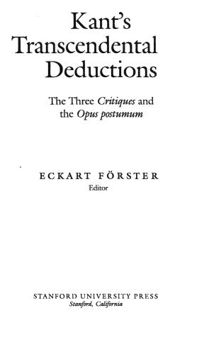 ﻿کسر متعالی کانت: سه انتقاد و Opus postumum (سریال استنفورد در فلسفه)